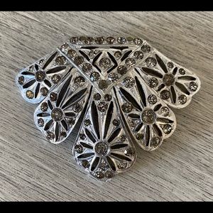Vintage Pewter Scarf Clip w/ Rhinestones